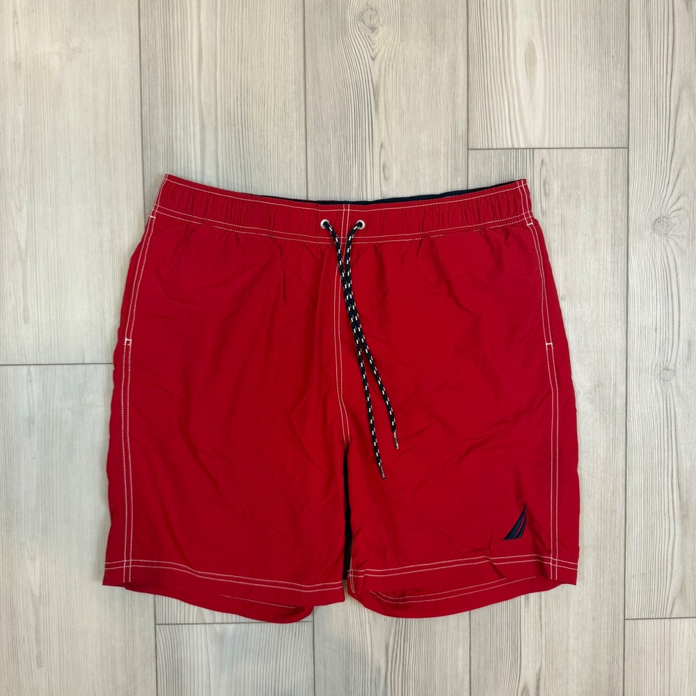 Nautica Mens Red Swim Trunks‎ Board Shorts Mesh Lined Size Large T44050